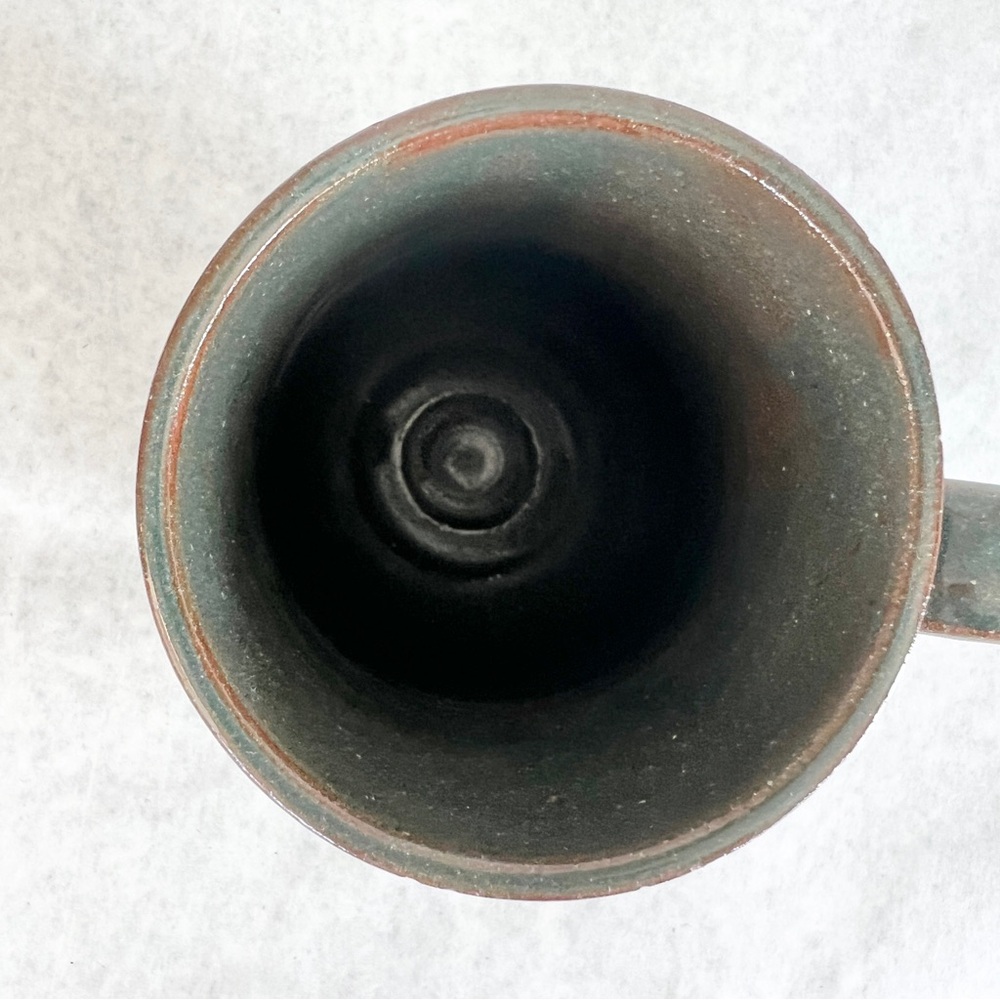 Vintage Handmade Stoneware Studio Pottery Mug Artist Signed Green and Brown - Picture 7 of 10